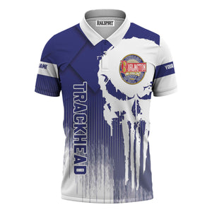 Railspirit Personalized Chicago, Burlington and Quincy Railroad Polo Shirt Skull Design with Custom Job Train Shirt for Trackhead Crew