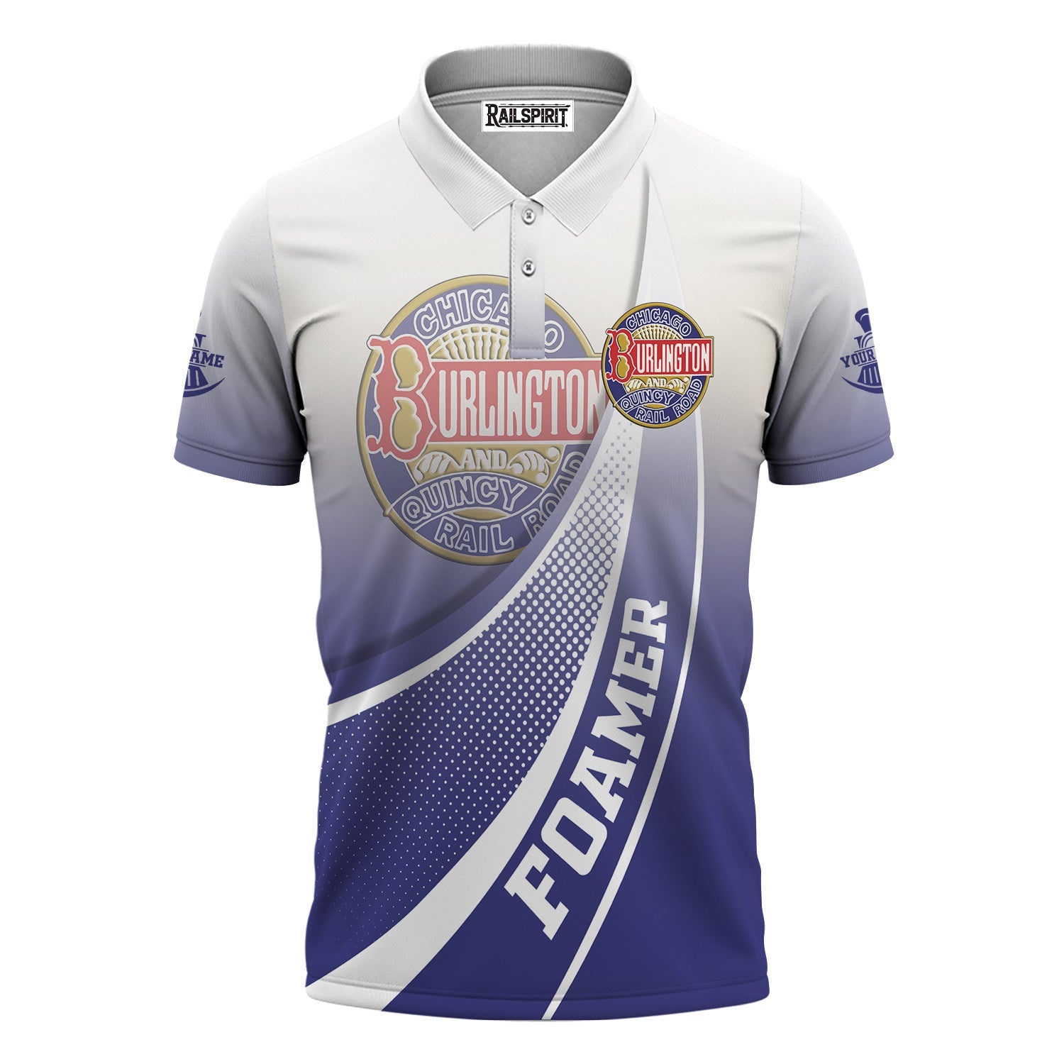 Railspirit Personalized Chicago, Burlington and Quincy Railroad Polo Shirt Railway-Themed Style Shirt Gift Idea For Trainspotter