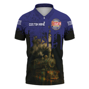 Railspirit Personalized Chicago, Burlington and Quincy Railroad Polo Shirt Vintage Train Art Style Shirt For Locomotive Fans