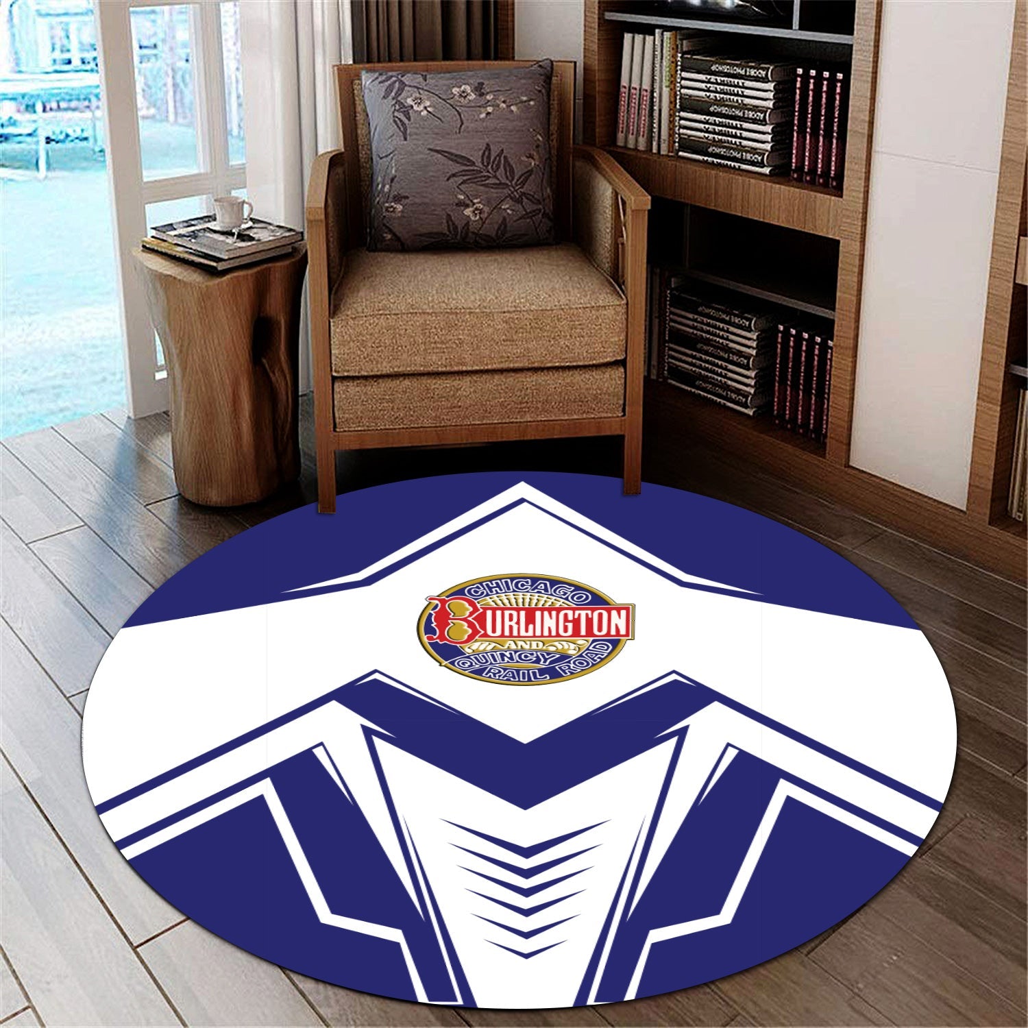 Railspirit Chicago, Burlington and Quincy Railroad Round Mat Railway Trainspotter Style Mat Gift Idea For Foamers