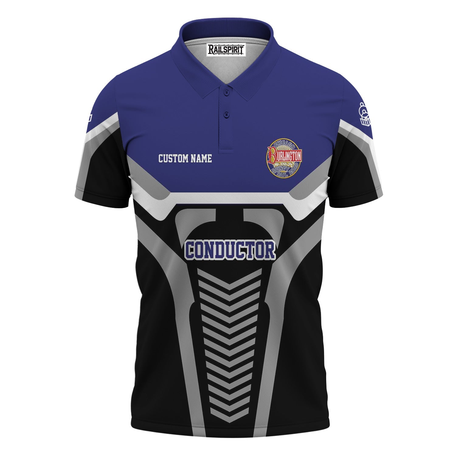 Railspirit Personalized Chicago, Burlington and Quincy Railroad Polo Shirt Track-Inspired with Custom Job Position  Train Shirt