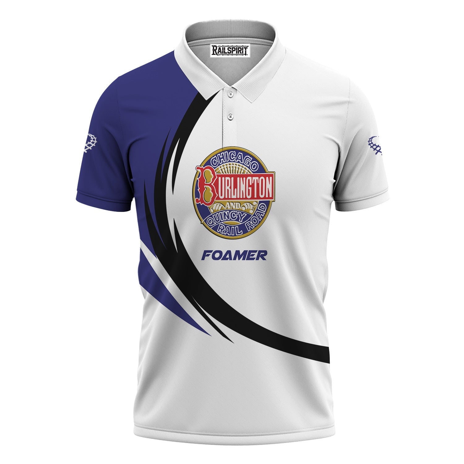 Railspirit Personalized Chicago, Burlington and Quincy Railroad Polo Shirt Unique Graphic Style Shirt For Train Enthusiasts