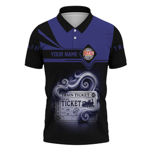 Railspirit Custom Name Chicago, Burlington and Quincy Railroad Polo Shirt American Train Ticket Printed Shirt