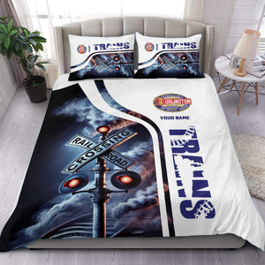 Railspirit Personalized Chicago, Burlington and Quincy Railroad Bedding Set Railroad Crossing Sign Bedding Set All Over Print
