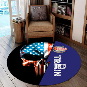 Railspirit Chicago, Burlington and Quincy Railroad Round Mat Train Skull American Flag Style Rug All Over Print