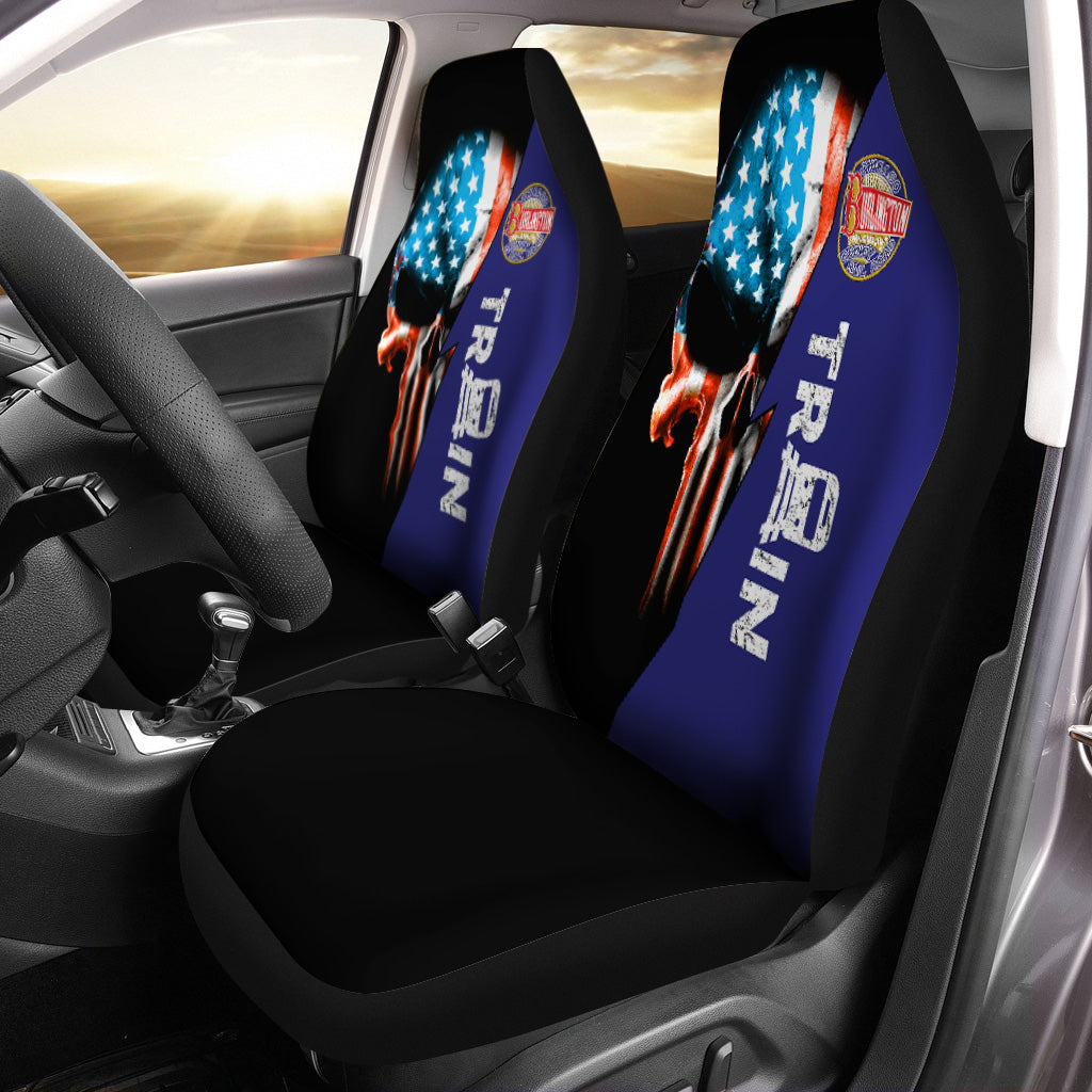 Railspirit Chicago, Burlington and Quincy Railroad Car Seat Cover Train Skull American Flag Style Seat Cover
