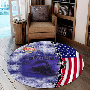 Railspirit Chicago, Burlington and Quincy Railroad Round Mat Retro American Express Train With USA Flag Round Mat