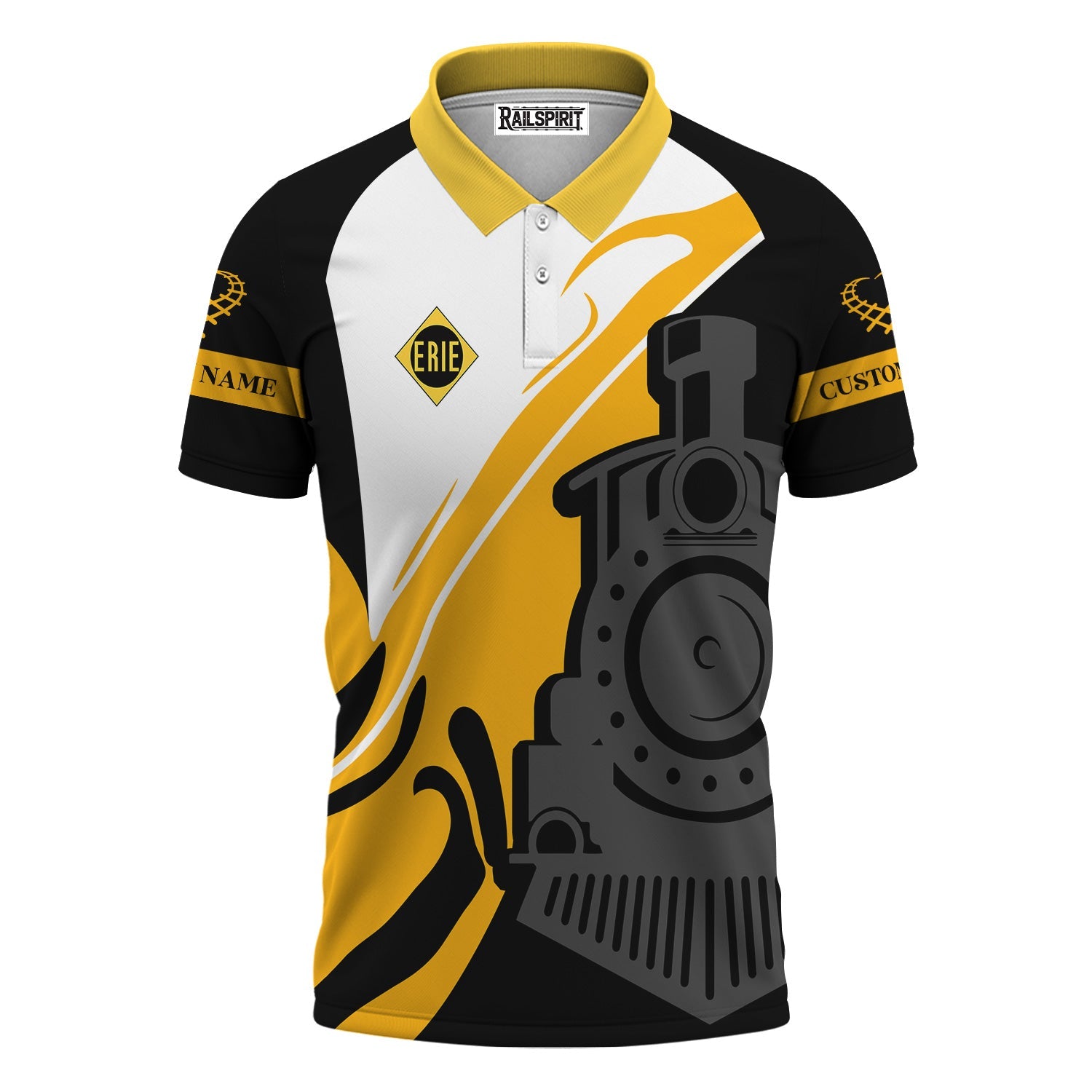 Railspirit Personalized Erie Railroad Polo Shirt Flame-Inspired Style Shirt Gift Idea For Train Lovers