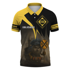 Railspirit Personalized Erie Railroad Polo Shirt Angry Train Polo Shirt Gift Idea For Train Lover