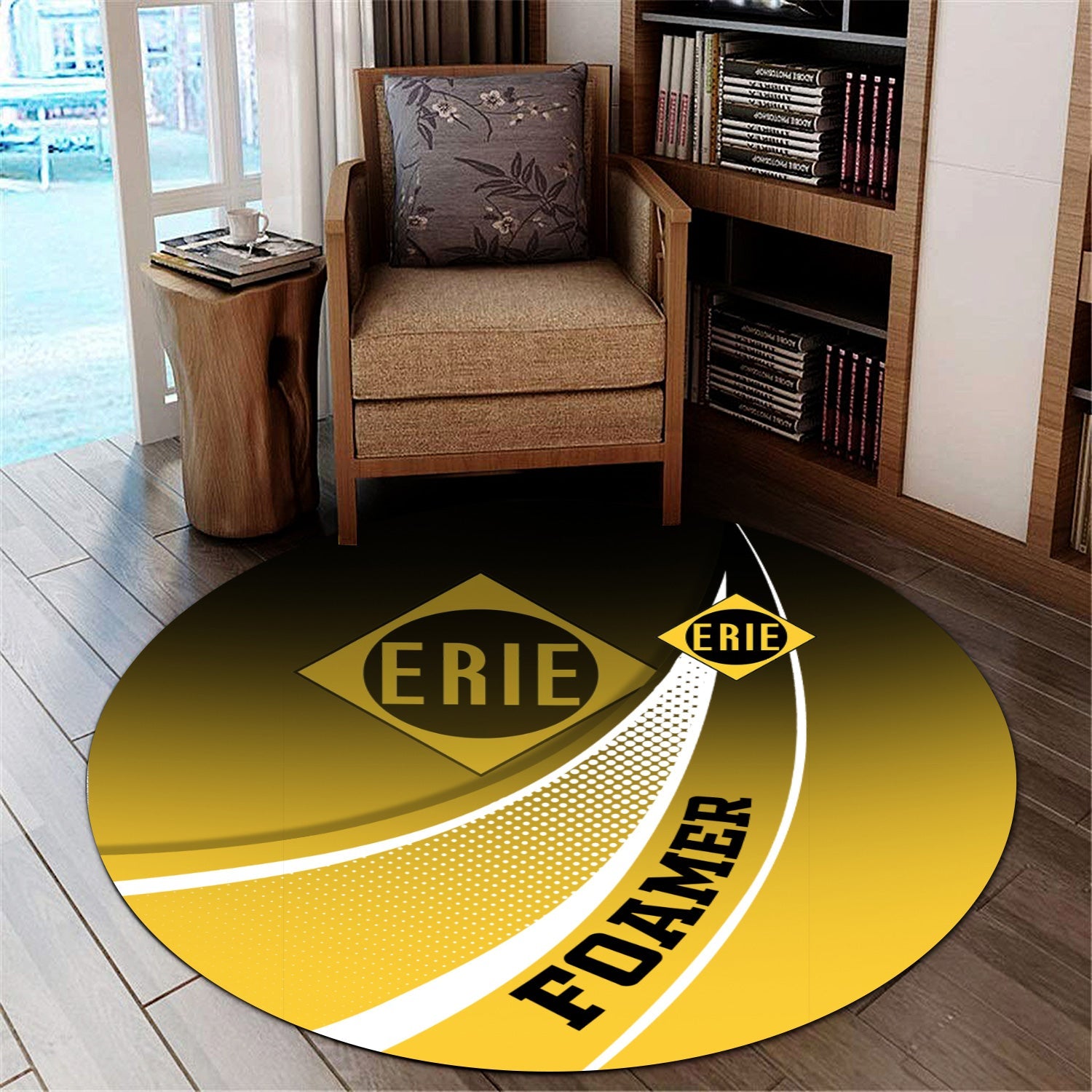 Railspirit Erie Railroad Round Mat Railway-Themed Style Mat Gift Idea For Trainspotter