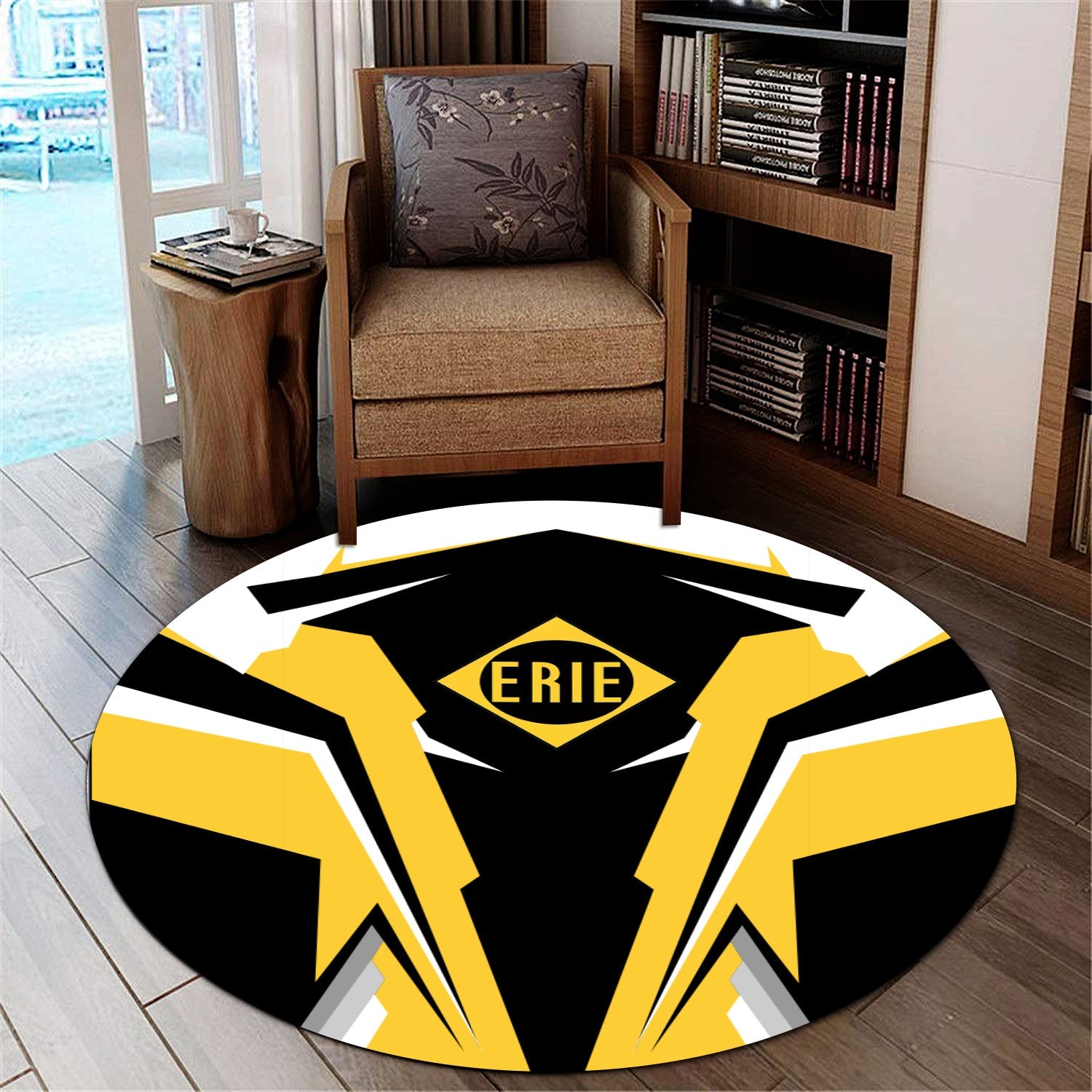 Railspirit Erie Railroad Round Mat Strong Line Style Rug All Over Print