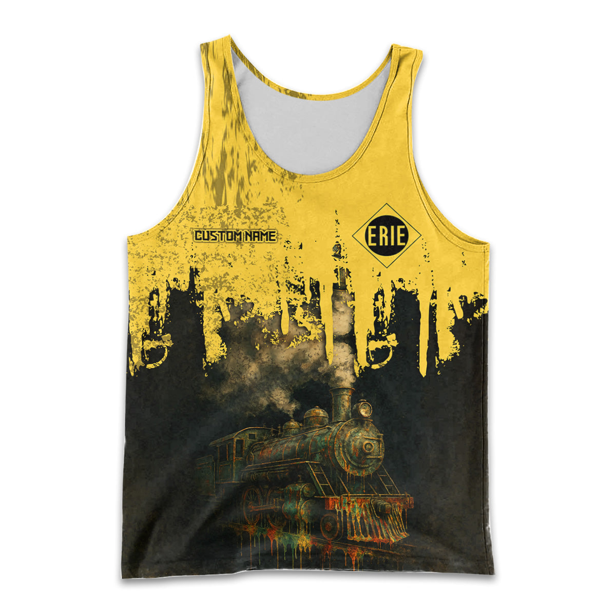 Railspirit Personalized Erie Railroad Men Tank Top Vintage Train Art Style Shirt For Locomotive Fans