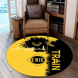 Railspirit Erie Railroad Round Mat Engine Heartbeat and Track Love Style Mat Gift Idea For Train Lovers