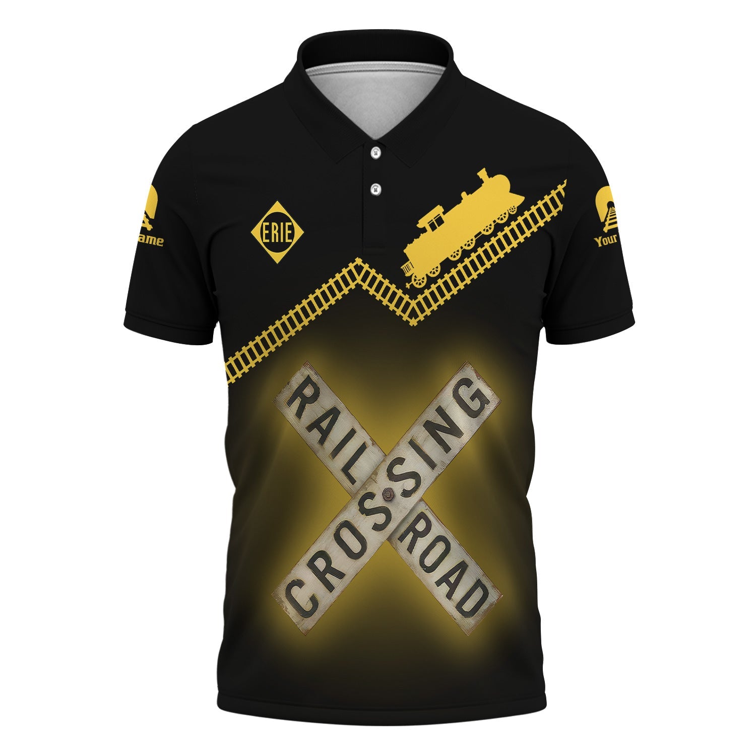 Railspirit Personalized Erie Railroad Polo Shirt Railroad Crossing Printed Train Track Shirt