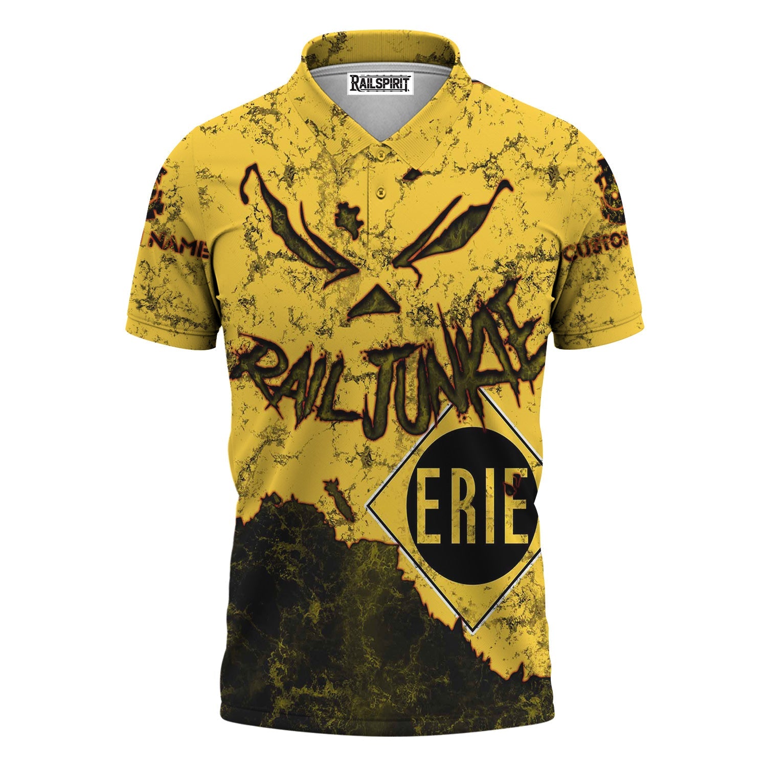 Railspirit Personalized Erie Railroad Polo Shirt Torn Graphic Style Train Shirt For Rail Junkie