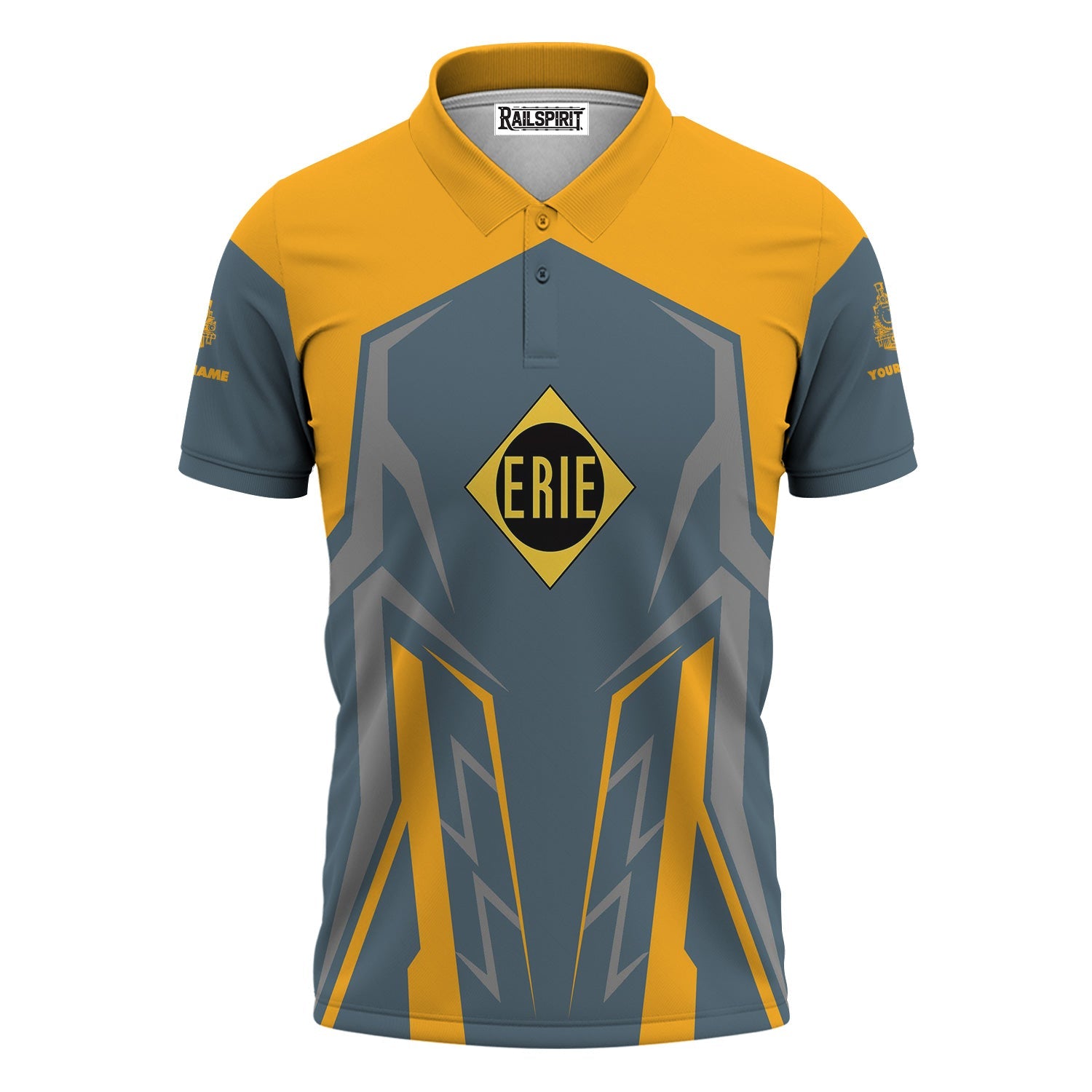 Railspirit Personalized Erie Railroad Polo Shirt Futuristic Design with Custom Job Train Shirt