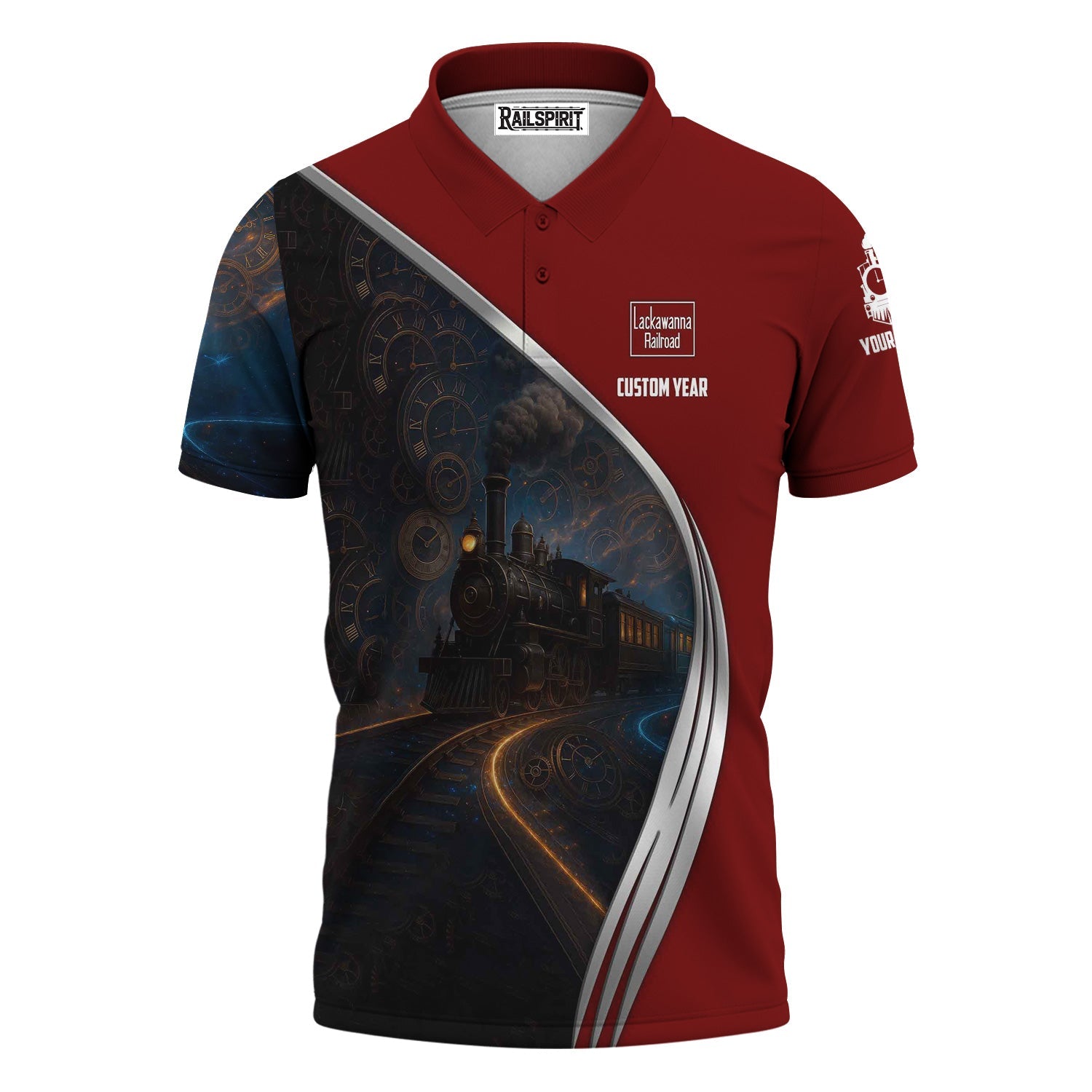 Railspirit Personalized Delaware, Lackawanna and Western Railroad Polo Shirt Steampunk Locomotive with Custom Year DL&W Train Shirt