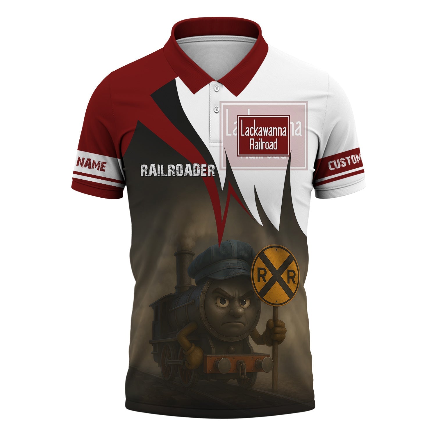 Railspirit Personalized Delaware, Lackawanna and Western Railroad Polo Shirt Angry Train DL&W Polo Shirt Gift Idea For Train Lover