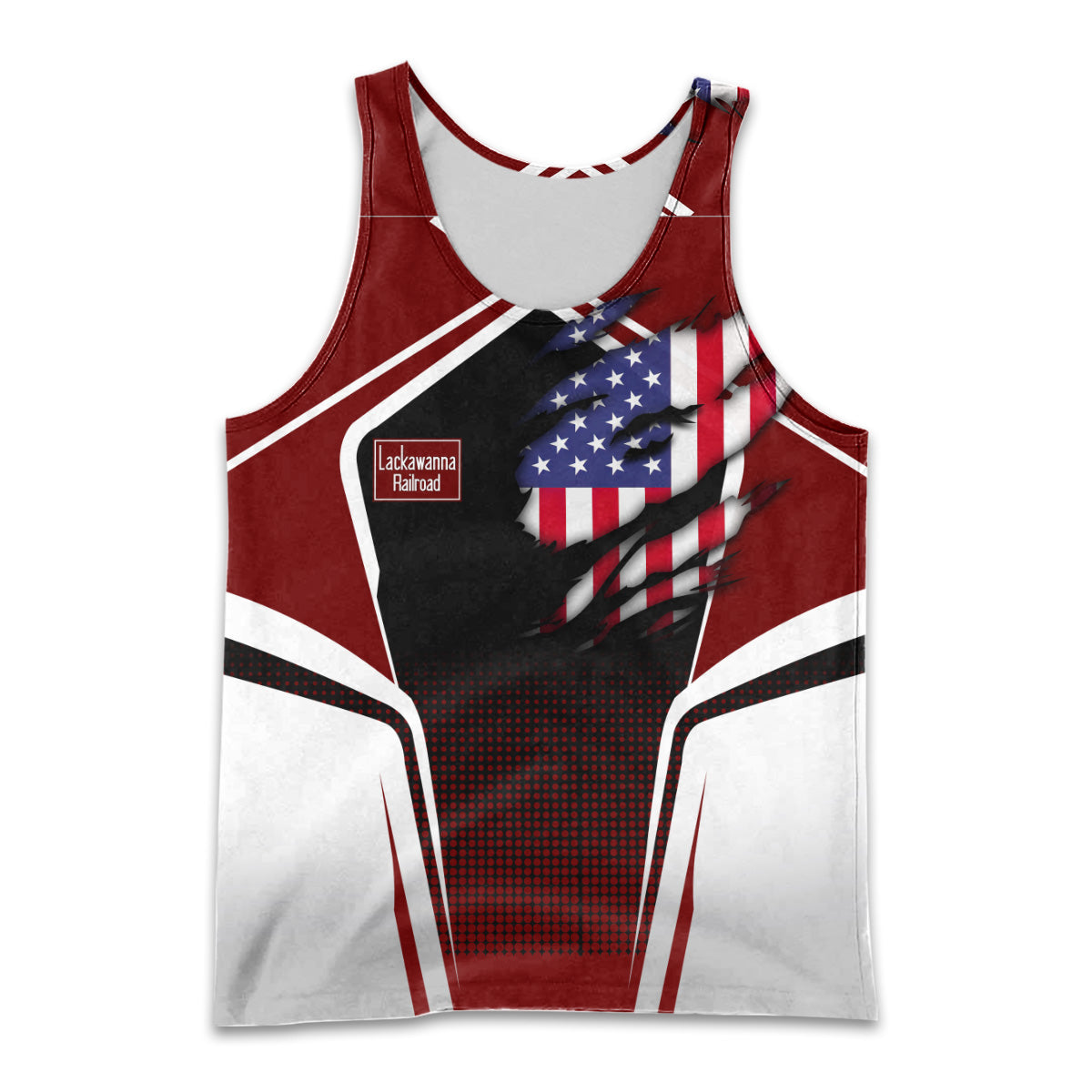 Railspirit Personalized Delaware, Lackawanna and Western Railroad Men Tank Top American Eagle Vintage Train DL&W Shirt