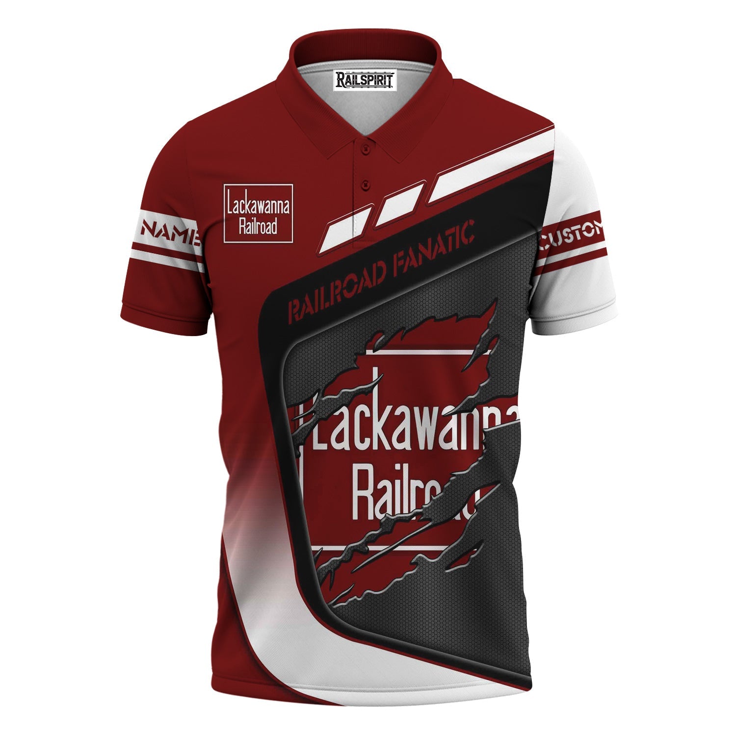 Railspirit Personalized Delaware, Lackawanna and Western Railroad Polo Shirt Ripped Texture Style DL&W Train Shirt For Railroad Fanatic