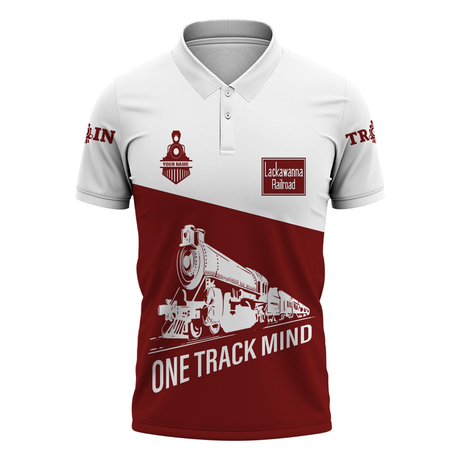 Railspirit Personalized Delaware, Lackawanna and Western Railroad Polo Shirt One Track Mind Unisex Train Shirt Gift Idea For Train Lover