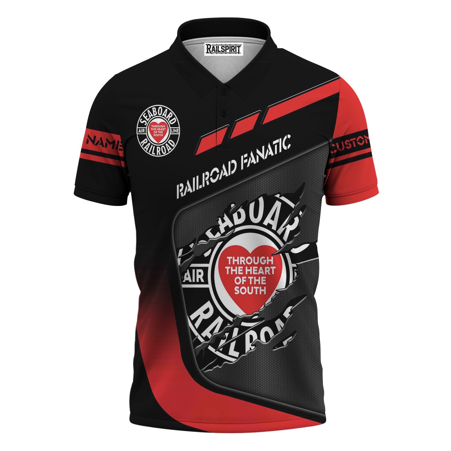 Railspirit Personalized Seaboard Air Line Railroad Polo Shirt Ripped Texture Style Train Shirt For Railroad Fanatic