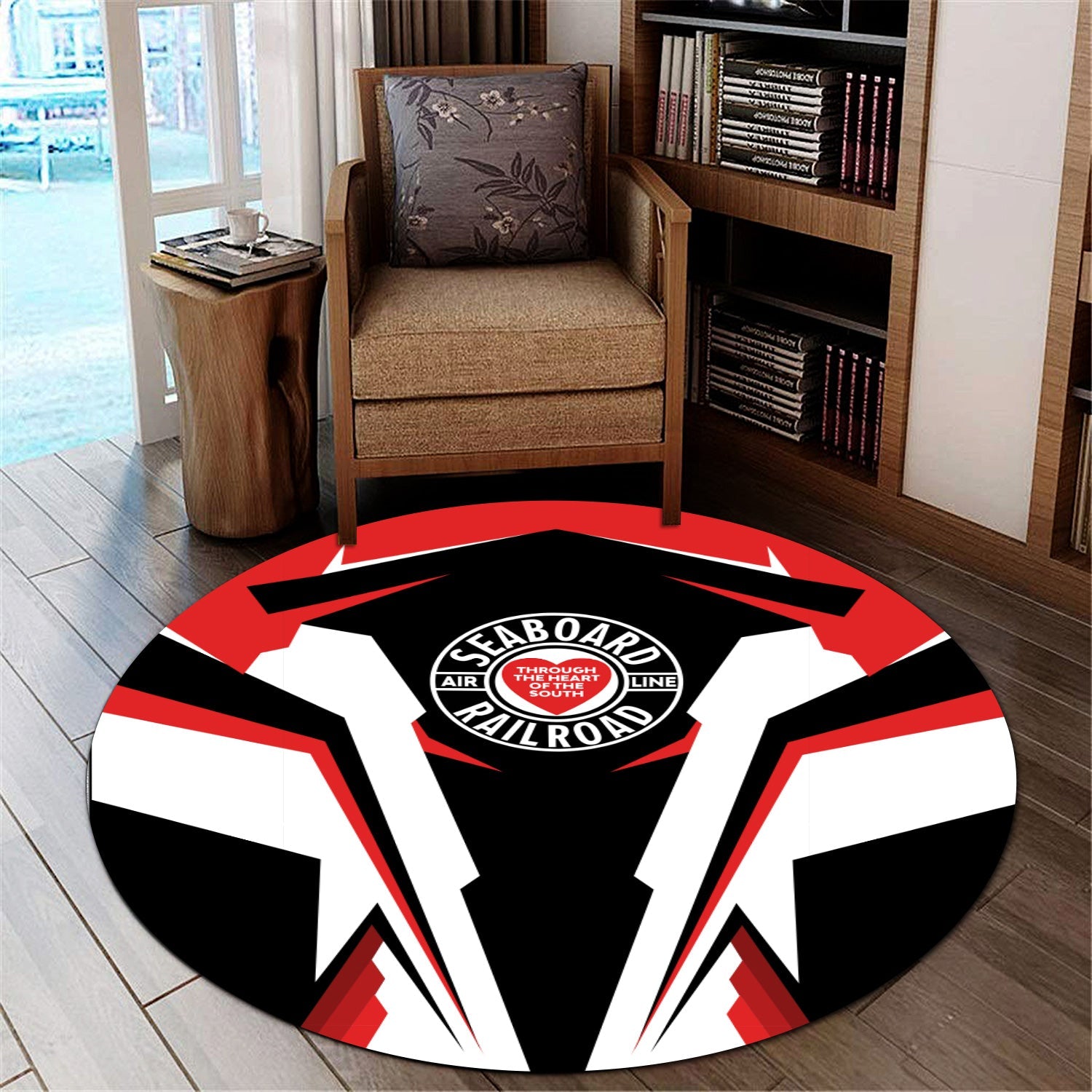 Railspirit Seaboard Air Line Railroad Round Mat Strong Line Style Rug All Over Print
