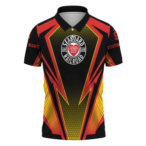 Railspirit Personalized Seaboard Air Line Railroad Polo Shirt Lightning Graphic Style Shirt Gift Idea For Train Lover