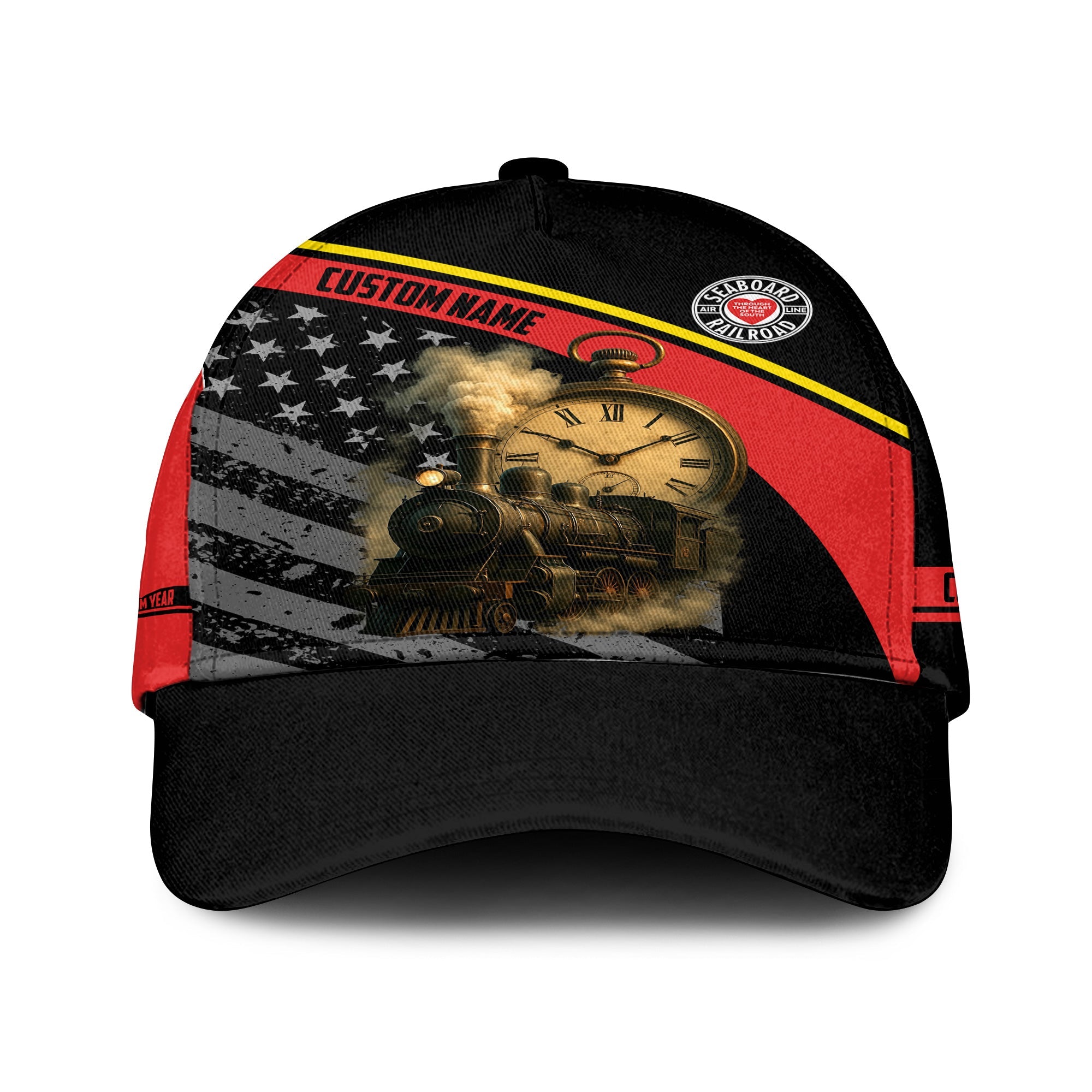 Railspirit Personalized Seaboard Air Line Railroad Classic Cap Classic Steam Engine With Retro Pocket Watch Cap All Over Print