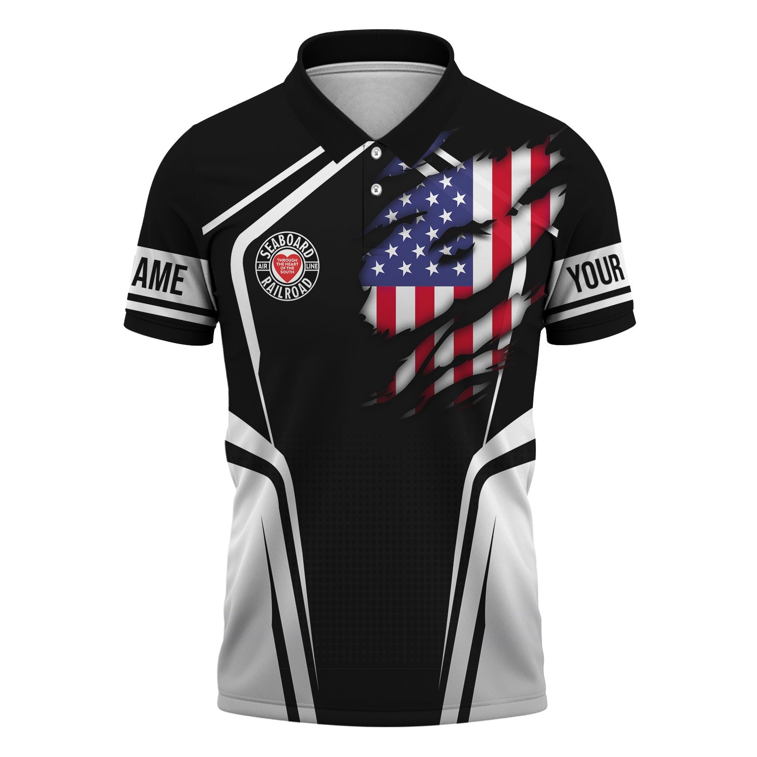 Railspirit Personalized Seaboard Air Line Railroad Polo Shirt American Eagle Vintage Train Shirt