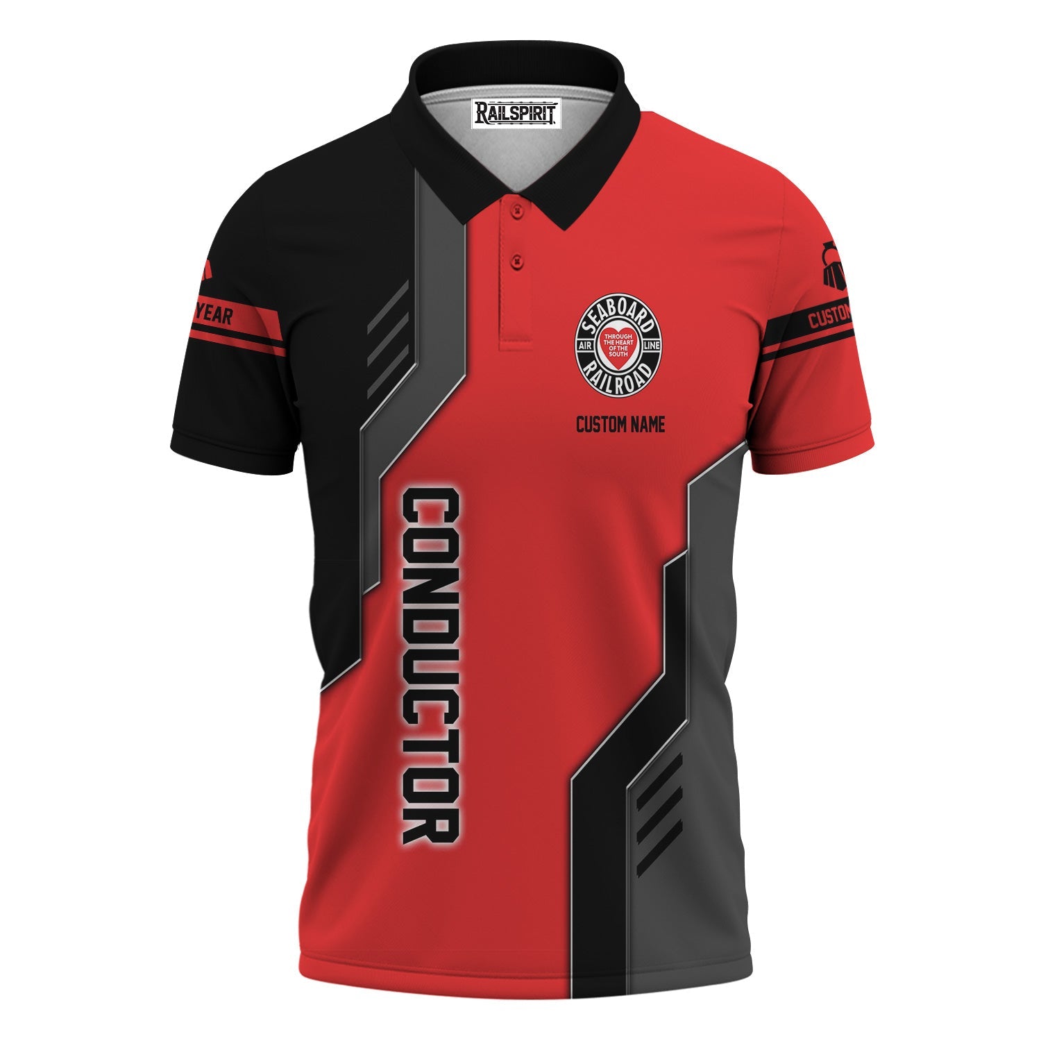 Railspirit Personalized Seaboard Air Line Railroad Polo Shirt Unique Railway Style with Custom Job Train Shirt