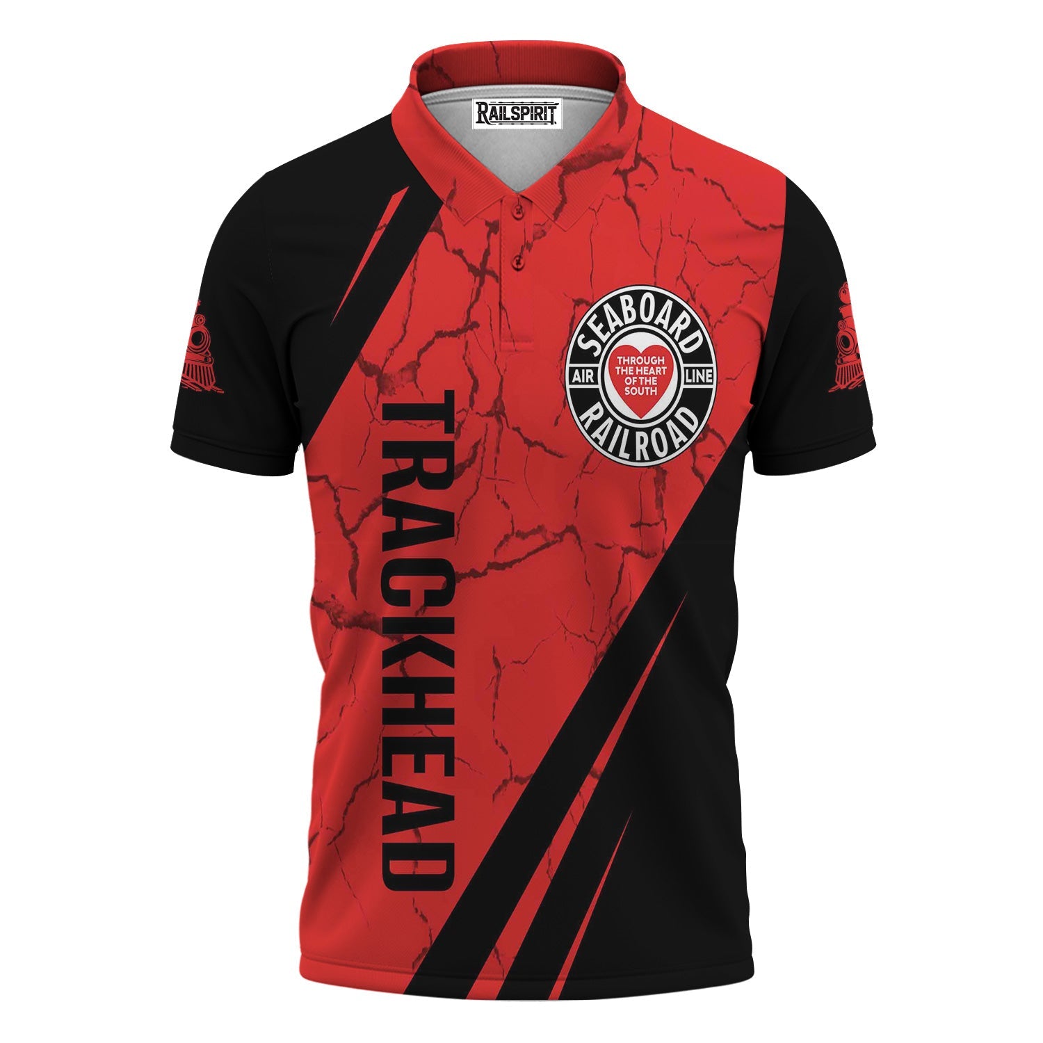 Railspirit Personalized Seaboard Air Line Railroad Polo Shirt Crackle Texture Style Train Shirt For Trackhead