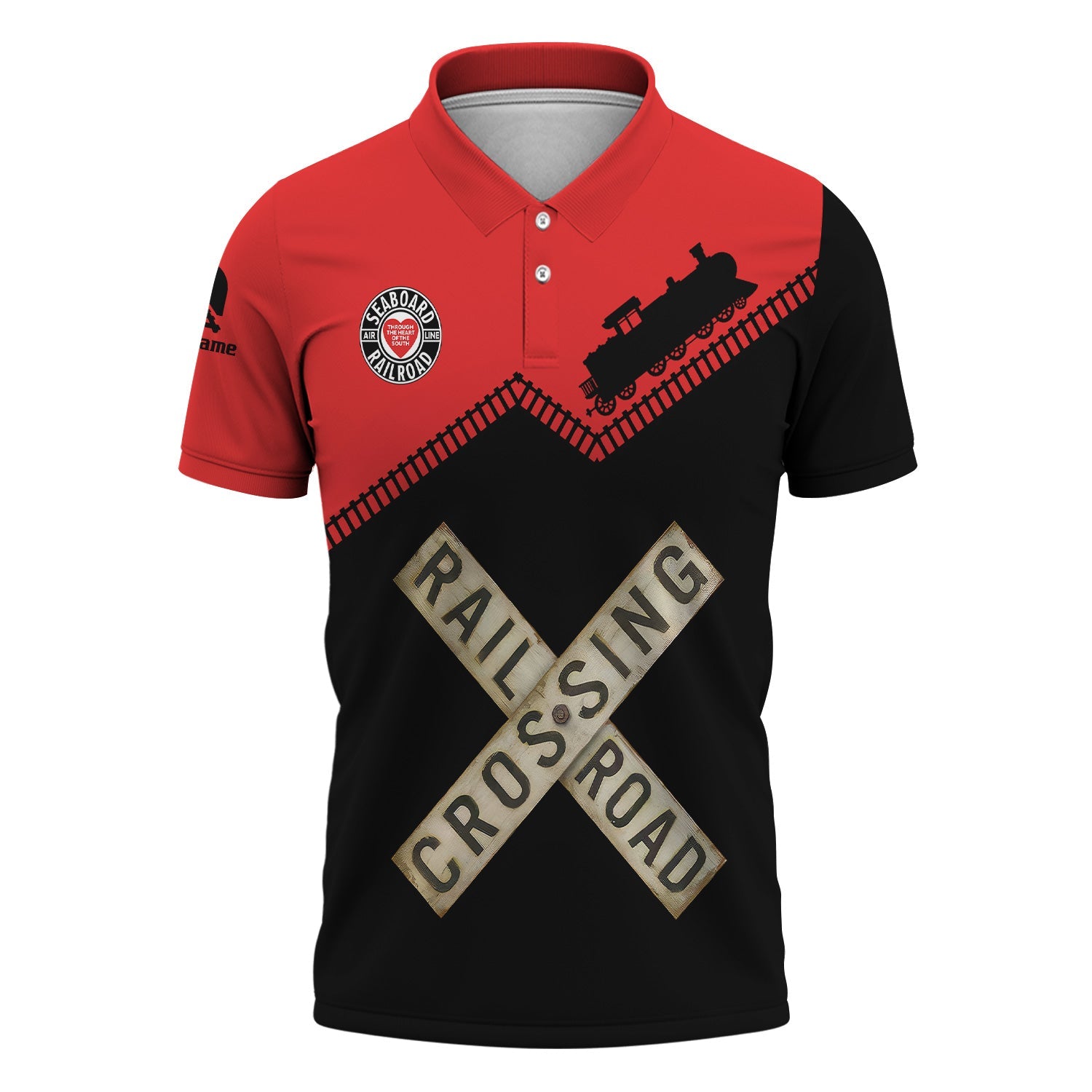 Railspirit Personalized Seaboard Air Line Railroad Polo Shirt Railroad Crossing Printed Train Track Shirt