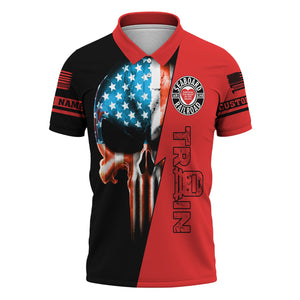 Railspirit Personalized Seaboard Air Line Railroad Polo Shirt Train Skull American Flag Shirt All Over Print