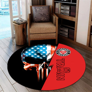 Railspirit Seaboard Air Line Railroad Round Mat Train Skull American Flag Style Rug All Over Print