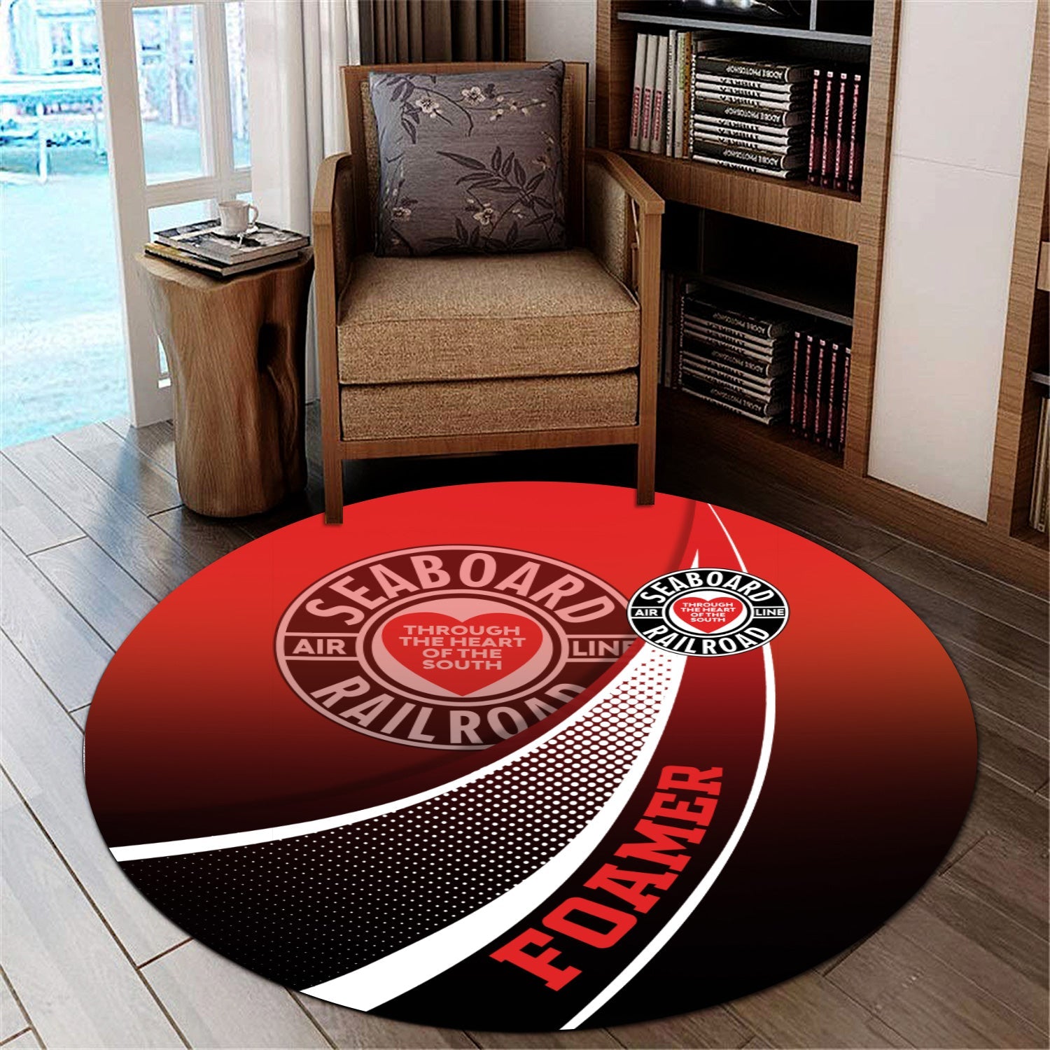 Railspirit Seaboard Air Line Railroad Round Mat Railway-Themed Style Mat Gift Idea For Trainspotter