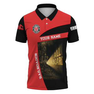 Railspirit Personalized Seaboard Air Line Railroad Polo Shirt All Aboard Steam Train Movie Projector Style Shirt