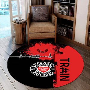 Railspirit Seaboard Air Line Railroad Round Mat Engine Heartbeat and Track Love Style Mat Gift Idea For Train Lovers
