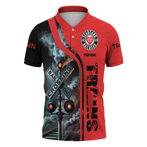 Railspirit Personalized Seaboard Air Line Railroad Polo Shirt Crossing Railroad Sign DL&W American Locomotive Train Shirt All Over Print