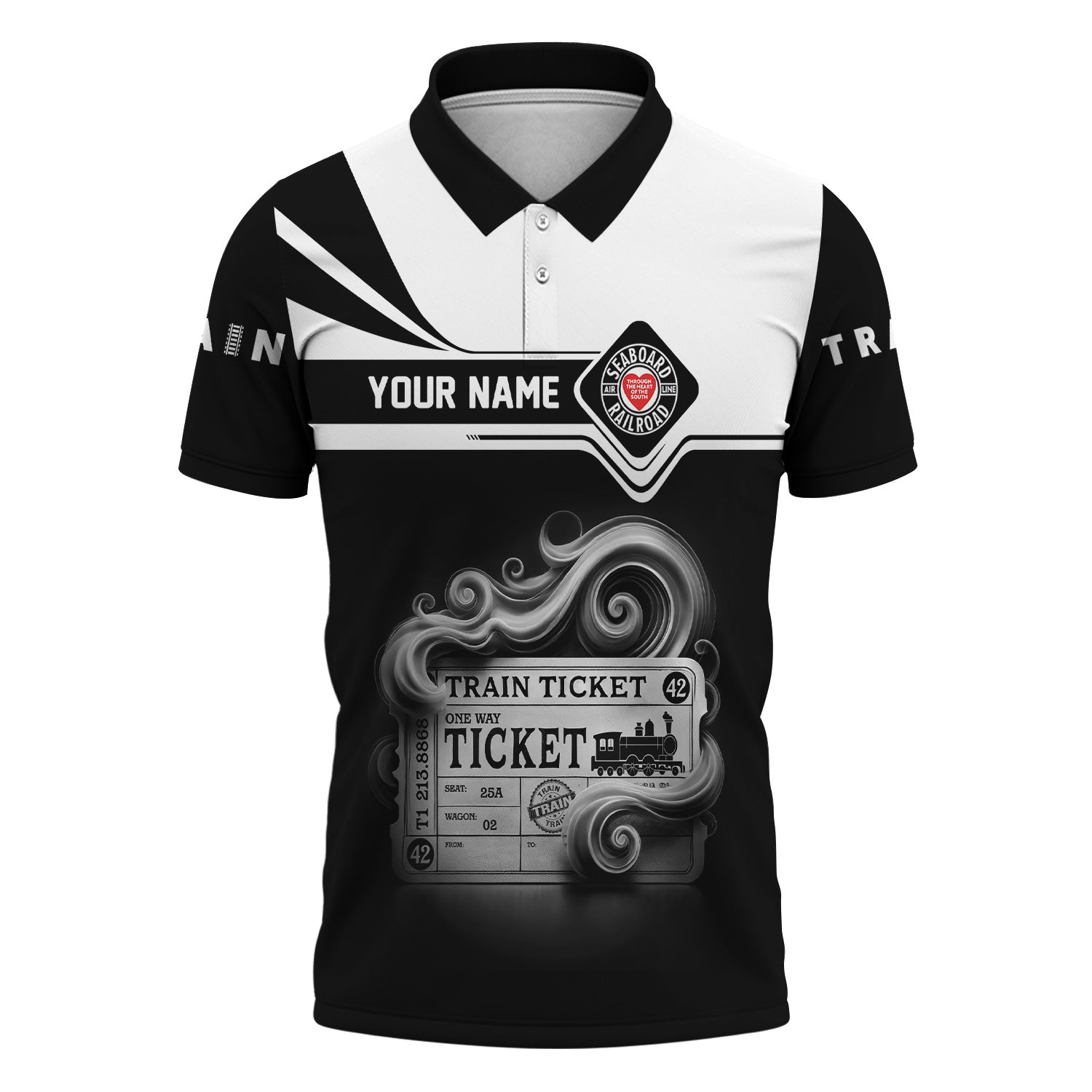 Railspirit Custom Name Seaboard Air Line Railroad Polo Shirt American Train Ticket Printed Shirt