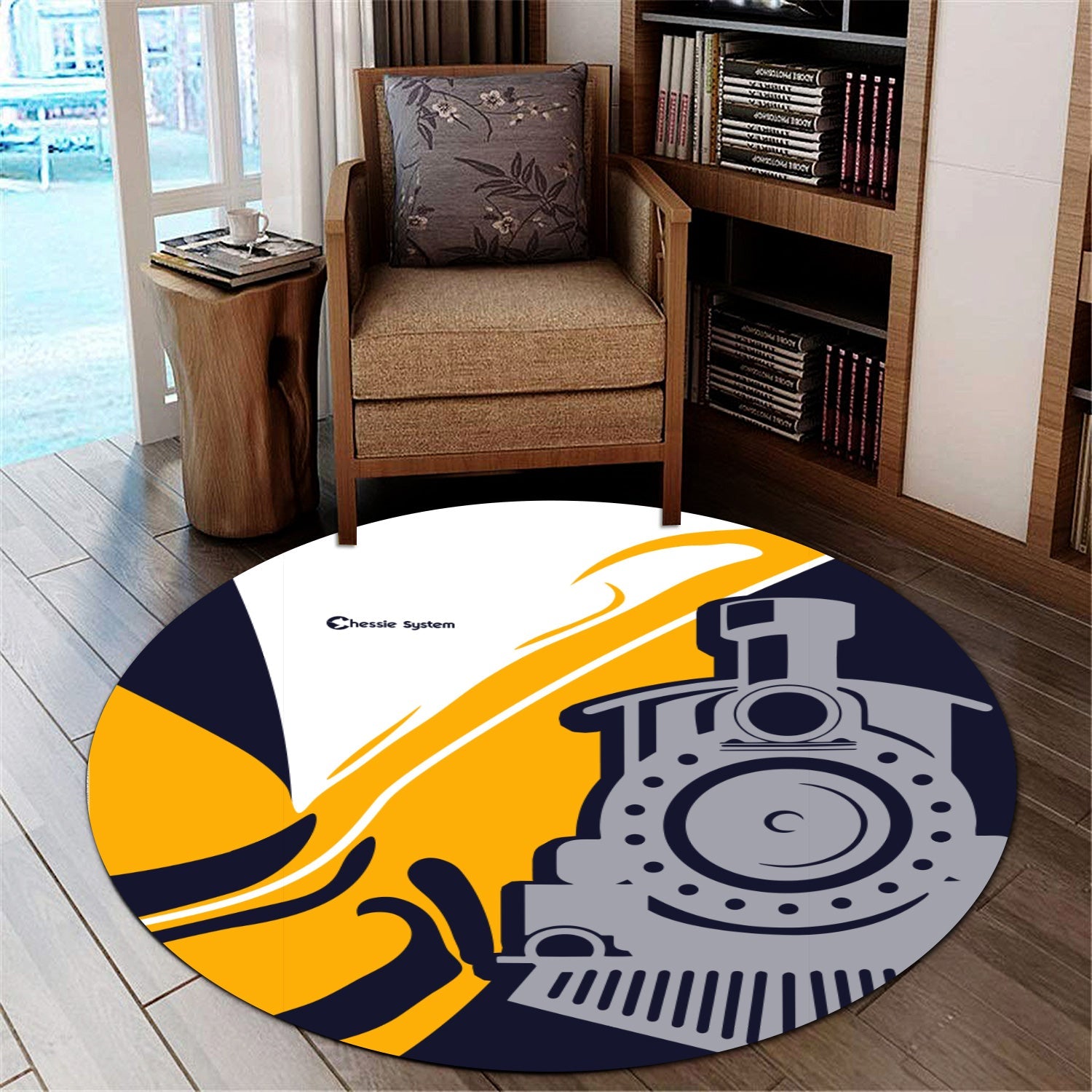 Railspirit Chessie System Railroad Round Mat Flame-Inspired Style Mat Gift Idea For Train Lovers