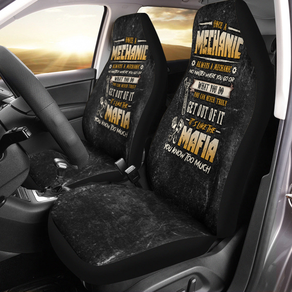 Once a Mechanic Always a Mechanic Car Seat Cover, Funny Mechanic Apparel, Car Repair Mafia Seat Cover for Mechanics
