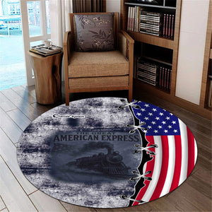 Railspirit Chessie System Railroad Round Mat Retro American Express Train With USA Flag Round Mat