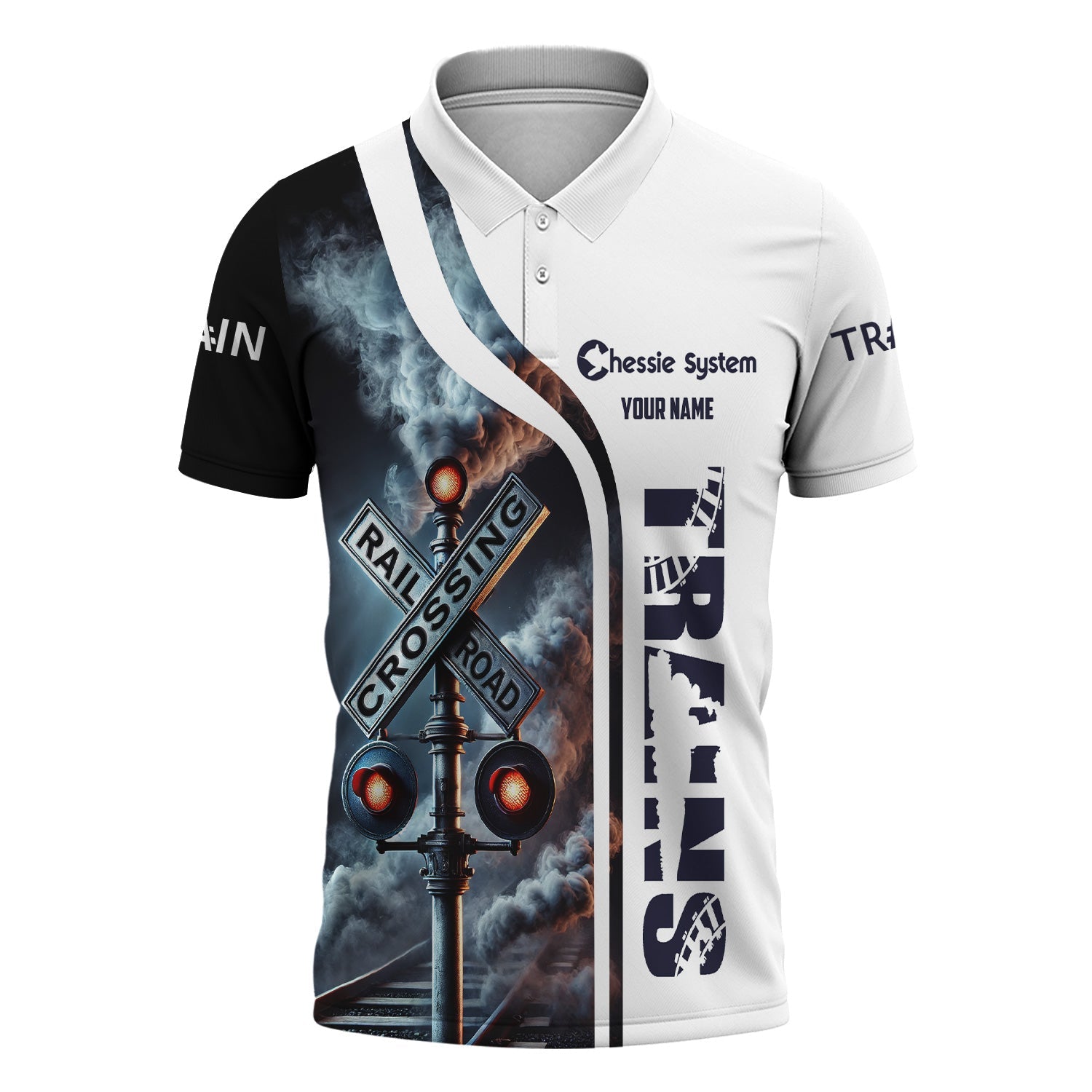 Railspirit Personalized Chessie System Railroad Polo Shirt Crossing Railroad Sign American Locomotive Train Shirt All Over Print