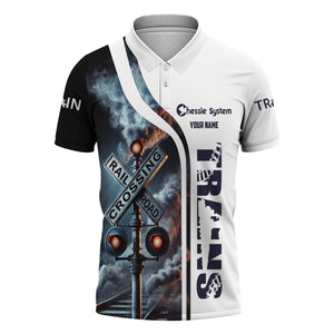 Railspirit Personalized Chessie System Railroad Polo Shirt Crossing Railroad Sign American Locomotive Train Shirt All Over Print