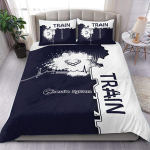 Railspirit Chessie System Railroad Bedding Set Engine Heartbeat and Track Love Style Bedding Set Gift Idea For Train Lovers
