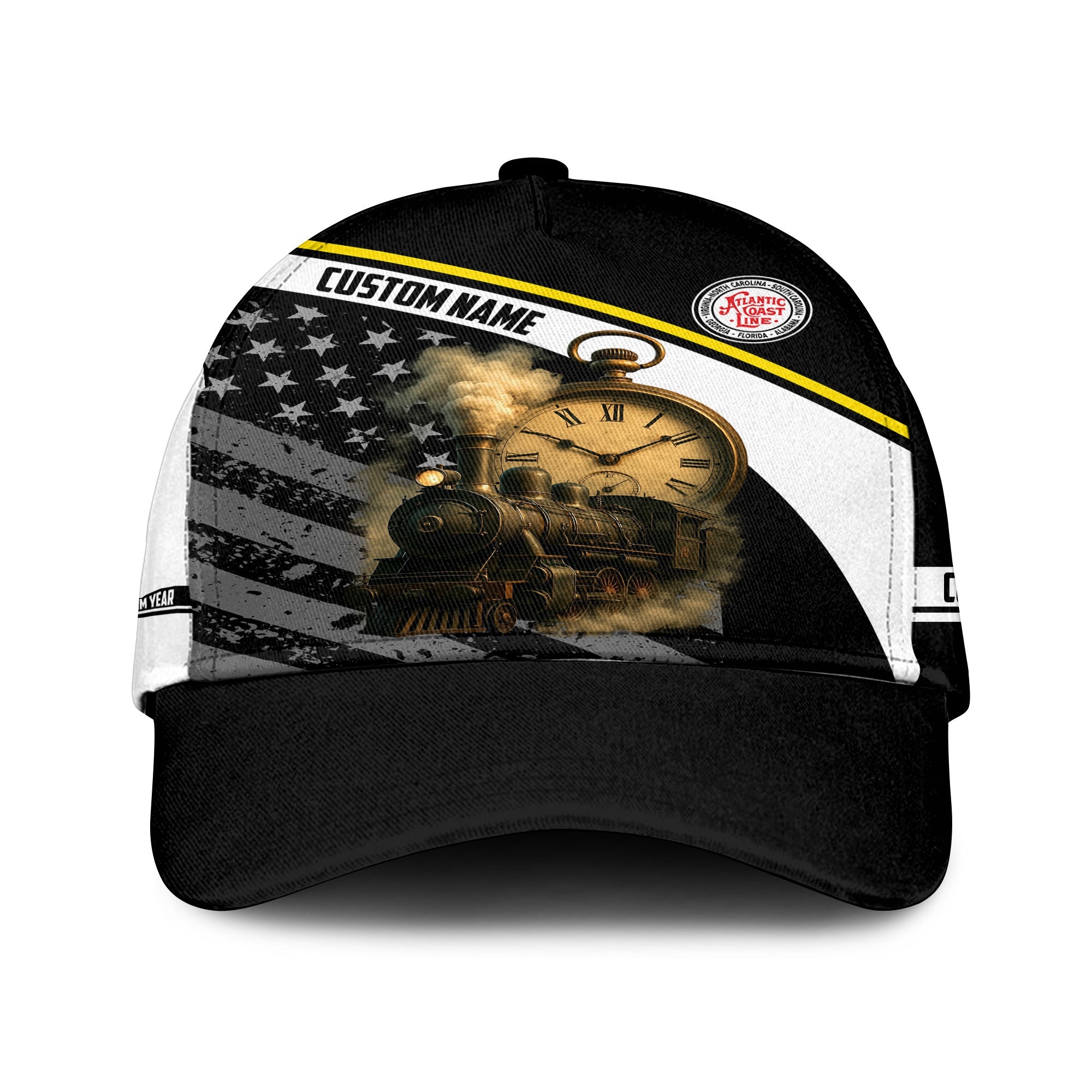 Railspirit Personalized Atlantic Coast Line Railroad Classic Cap Classic Steam Engine With Retro Pocket Watch Cap All Over Print