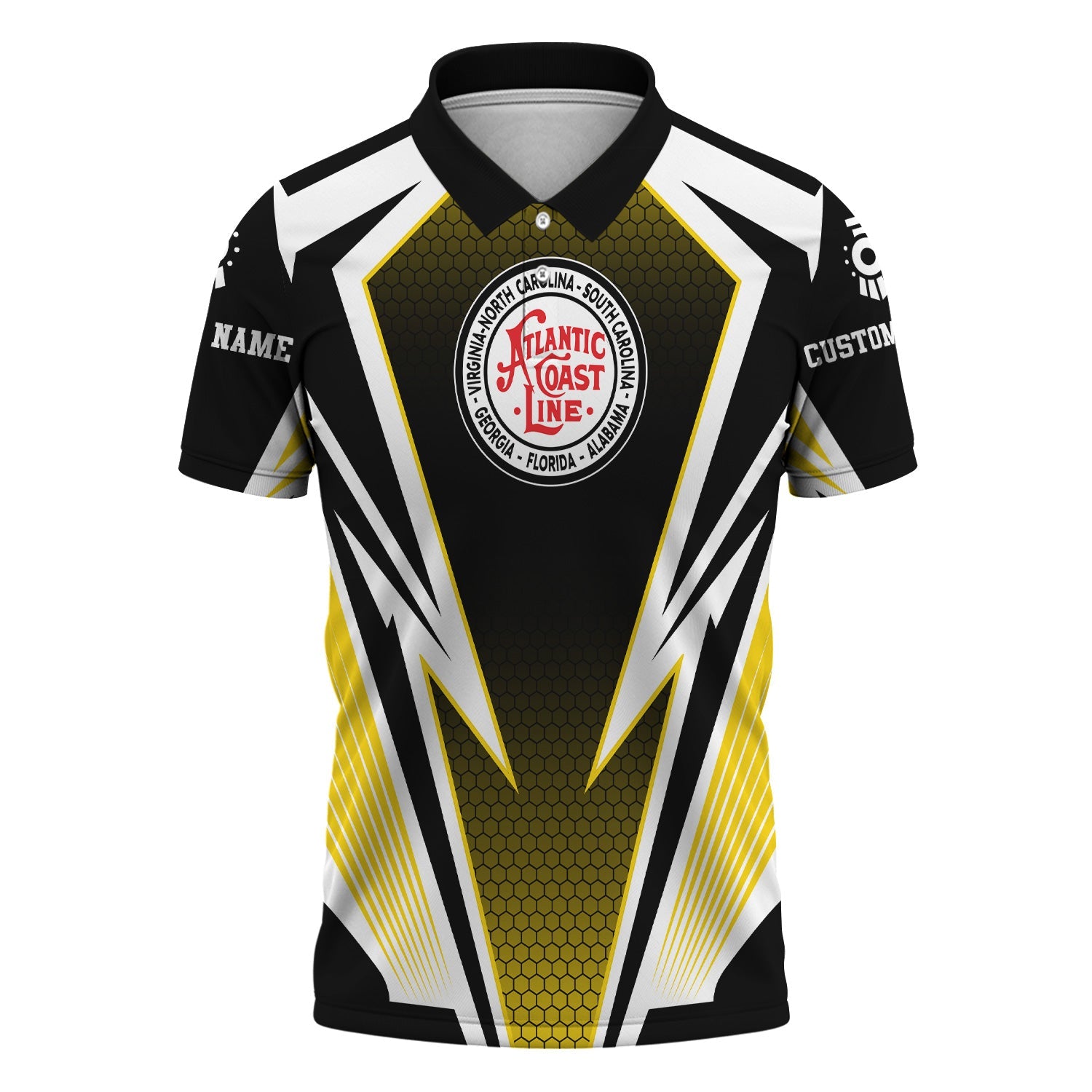 Railspirit Personalized Atlantic Coast Line Railroad Polo Shirt Lightning Graphic Style Shirt Gift Idea For Train Lover