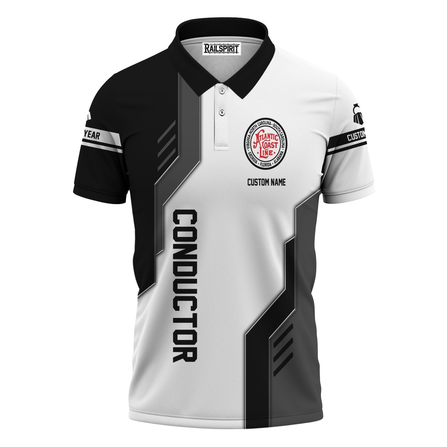 Railspirit Personalized Atlantic Coast Line Railroad Polo Shirt Unique Railway Style with Custom Job Train Shirt