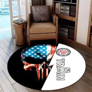 Railspirit Atlantic Coast Line Railroad Round Mat Train Skull American Flag Style Rug All Over Print